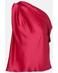 The Sei - One-Shoulder Draped Silk Satin Top - Lyst