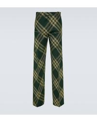 Burberry - Checked Wool Twill Straight Pants - Lyst