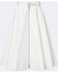Prada - Belted Cotton Midi Skirt - Lyst