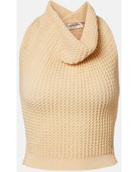 Victoria Beckham - Draped Knitted Cotton-Blend Crop Top - Lyst