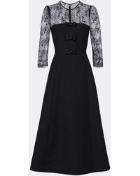 Valentino - Crepe Couture Lace-Trimmed Midi Dress - Lyst