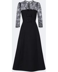 Valentino Garavani - Crepe Couture Lace-Trimmed Midi Dress - Lyst