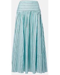 STAUD - Procida Striped Cotton-Blend Maxi Skirt - Lyst