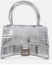 Balenciaga - Hourglass Mini Croc-effect Leather Crossbody Bag - Lyst