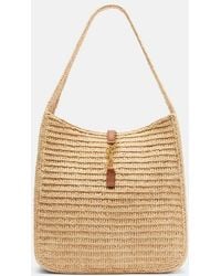 Saint Laurent - Le 5 A 7 Large Raffia Shoulder Bag - Lyst
