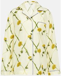 Burberry - Floral Silk Poplin Pajama Shirt - Lyst
