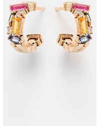 Suzanne Kalan - Ella 18Kt Rose Earrings With Diamonds And Sapphires - Lyst