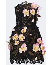 Oscar de la Renta - Floral-Applique Guipure Lace Bustier Dress - Lyst