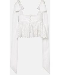Chloé - Broderie Anglaise Cotton Top - Lyst