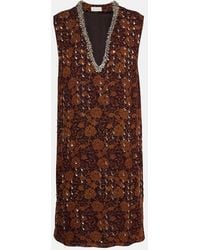 Dries Van Noten - Floral Embellished Georgette Midi Dress - Lyst