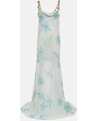 Dries Van Noten - Floral Embellished Silk Chiffon Gown - Lyst