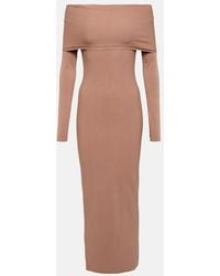 Alaïa - Off-Shoulder Jersey Midi Dress - Lyst