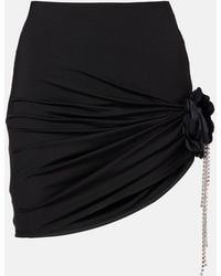 Area - Draped Embellished Jersey Miniskirt - Lyst