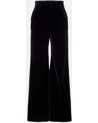 Valentino - High-Rise Cotton Velvet Wide-Leg Pants - Lyst
