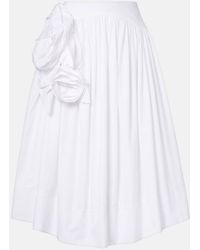 Simone Rocha - Floral-Applique Cotton Poplin Midi Skirt - Lyst