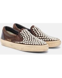 Golden Goose - Vce Studded Suede Slip-On Sneakers - Lyst