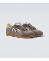 Burberry - Terrace Leather And Suede Sneakers - Lyst