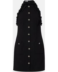 Alessandra Rich - Bow-Detail Wool-Blend Crepe Minidress - Lyst