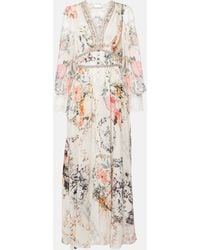 Camilla - Floral Linen And Silk Maxi Dress - Lyst
