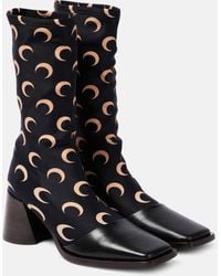 Marine Serre - Printed Leather-trimmed Sock Boots - Lyst