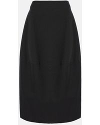 FFORME - Falda Midi Skye En Mezcla De Algodon Y Lana - Lyst