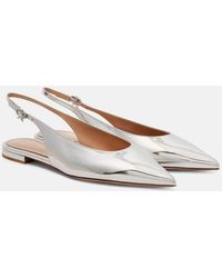 Gianvito Rossi - Robbie Metallic Leather Slingback Flats - Lyst