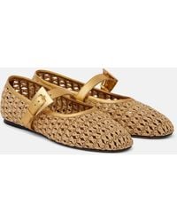 Paris Texas - Sveva Woven Leather-Trimmed Ballet Flats - Lyst