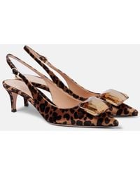 Gianvito Rossi - Jaipur 55 Leopard-Print Velvet Slingback Pumps - Lyst
