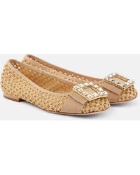 Roger Vivier - Tres Vivier Raffia-Effect Ballet Flats - Lyst