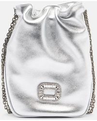 Roger Vivier - Pilgrim Nano Metallic Leather Bucket Bag - Lyst