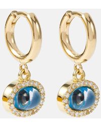 Ileana Makri - Orecchini a cerchio Mini Oval Eye in oro 18kt con diamanti - Lyst