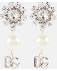Dolce & Gabbana Boucles d'oreilles a logo, ornements et perles - Blanc
