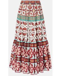 La DoubleJ - Big Printed Tiered Cotton Maxi Skirt - Lyst