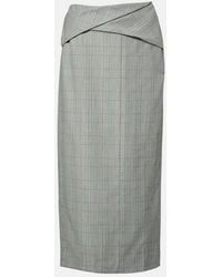 Victoria Beckham - Checked Virgin Wool Midi Skirt - Lyst