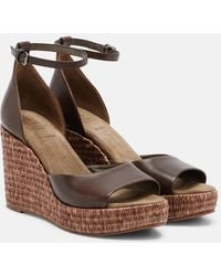 Brunello Cucinelli - Monili Leather Espadrille Wedges - Lyst