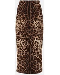 Dolce & Gabbana - Falda tubo de lana estampada - Lyst