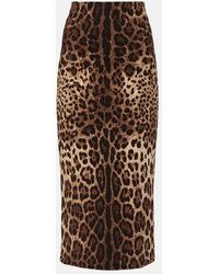Dolce & Gabbana - Calf Length Leopard Skirt - Lyst