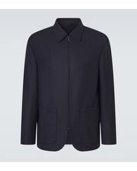 Giorgio Armani - Chevron Wool And Cashmere-Blend Jacket - Lyst