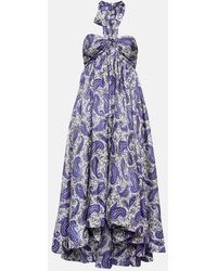 Zimmermann - Devi Pleated Printed Silk Halterneck Midi Dress - Lyst
