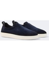 Santoni - Suede Slip-On Sneakers - Lyst