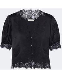 Doen - Idella Lace-Trimmed Silk Satin Top - Lyst