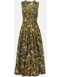 Ulla Johnson - Bedrucktes Midikleid Elenora Aus Baumwolle - Lyst
