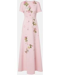 Carolina Herrera - Floral Embroidered Crepe Gown - Lyst