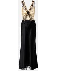 SIR. - Aries Lace-Trimmed Cutout Silk Maxi Dress - Lyst