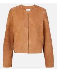 Vince - Cropped-Jacke Aus Veloursleder - Lyst