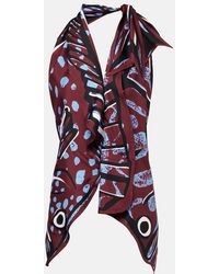 Bottega Veneta - Printed Halterneck Silk Twill Top - Lyst