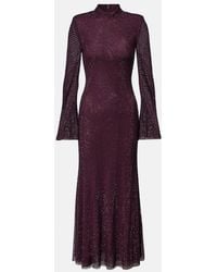 Self-Portrait - Rhinestone Mesh Maxi Dress - Lyst