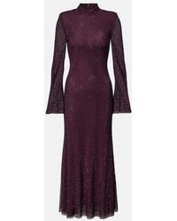 Self-Portrait - Rhinestone Mesh Maxi Dress - Lyst