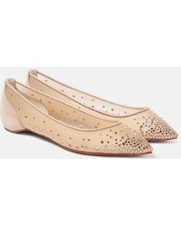 Christian Louboutin - Follies Strass Suede Flats - Lyst