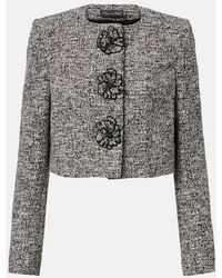 Oscar de la Renta - Floral-Applique Cotton-Blend Tweed Jacket - Lyst